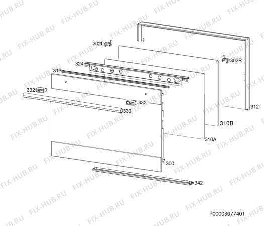 Взрыв-схема плиты (духовки) Electrolux EBGL30DSP - Схема узла Door